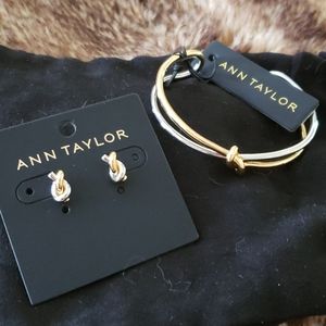 Silver and Goldtone Earring and Cuff Bracelet